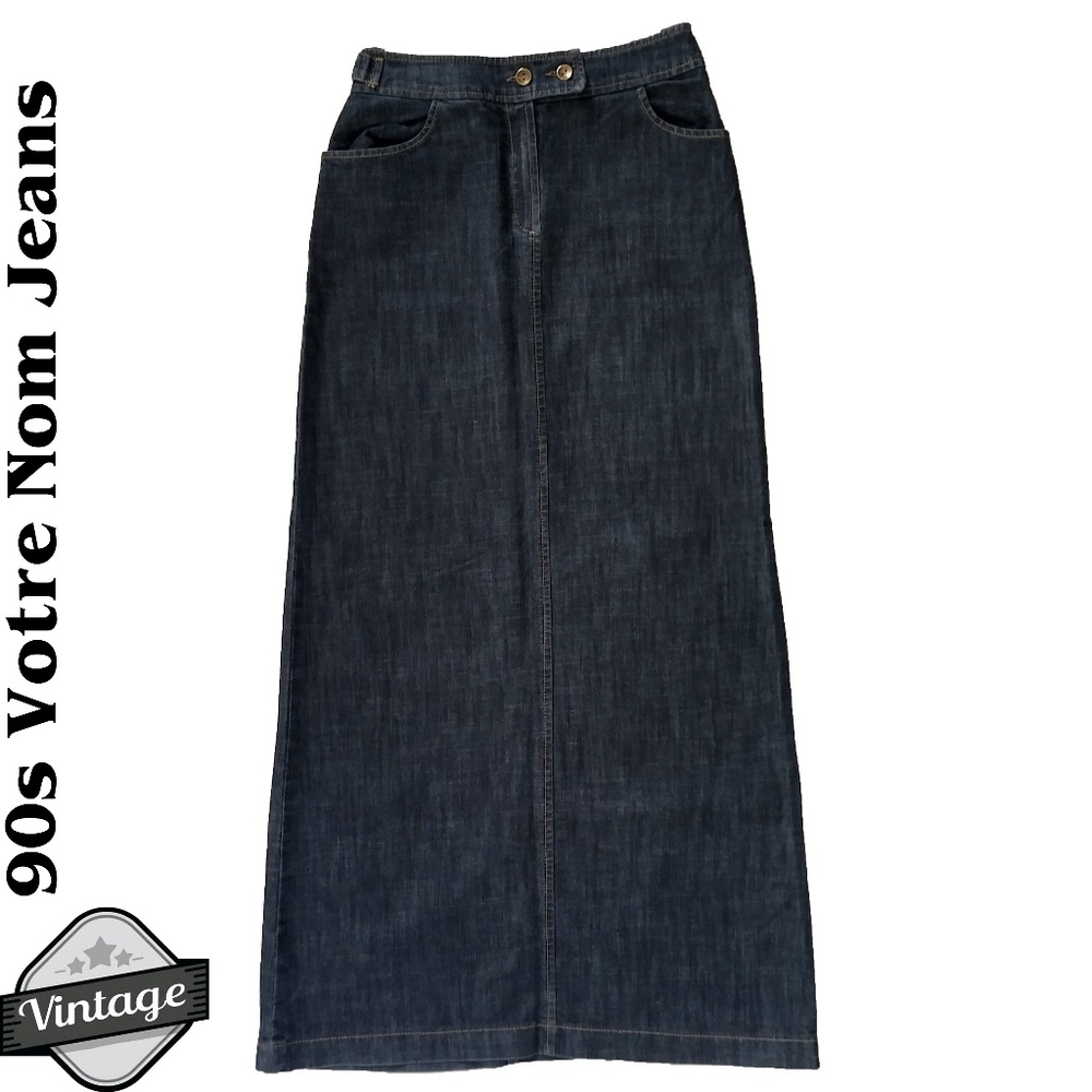 VTG 90s Votre Nom Jeans Maxi Denim Skirt